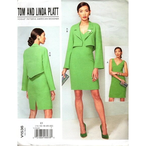 Vogue V1536 Misses 14 to 22 Tom and Linda Platt Dress UNCUT Sewing Pattern - Picture 1 of 2